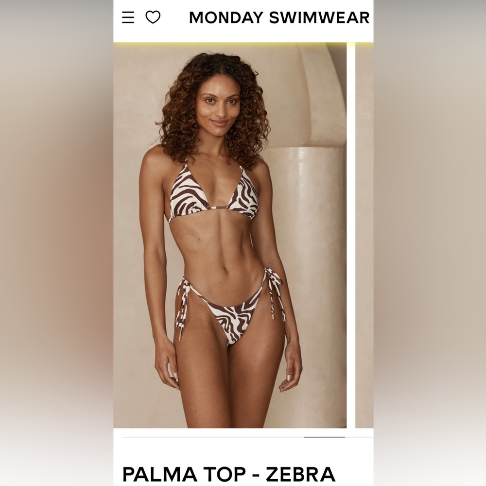 Monday Swimwear- Zebra print halter bikini TOP